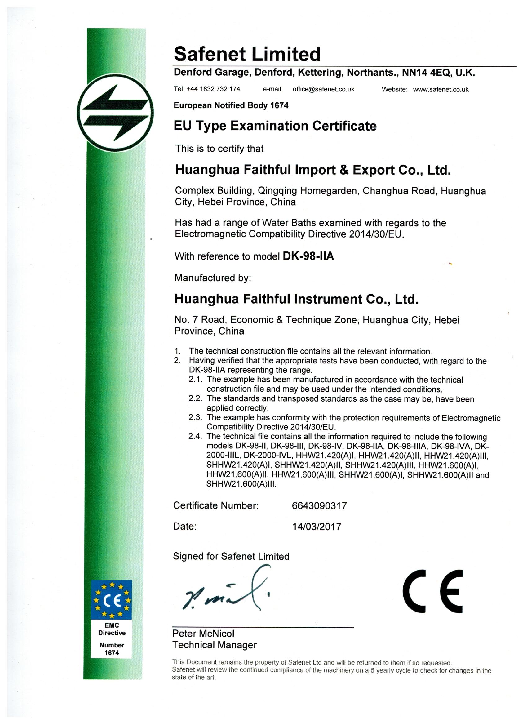 CE pour bain d'eau EMC