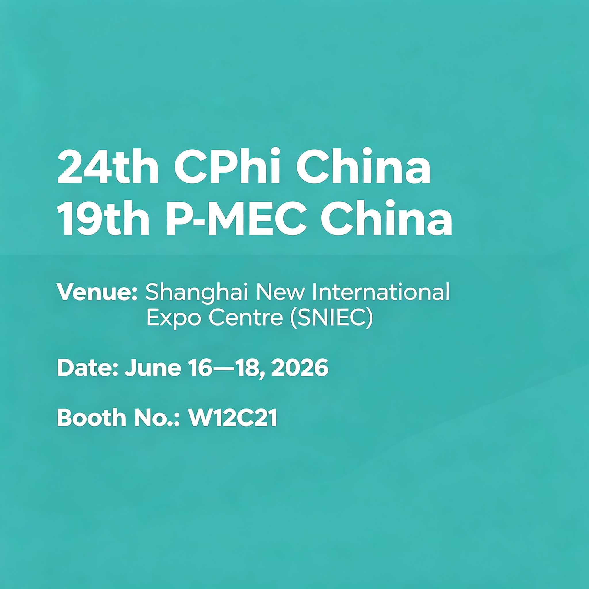 2026 SHANGHAI, 24e CPhI Chine, 19e P-MEC Chine